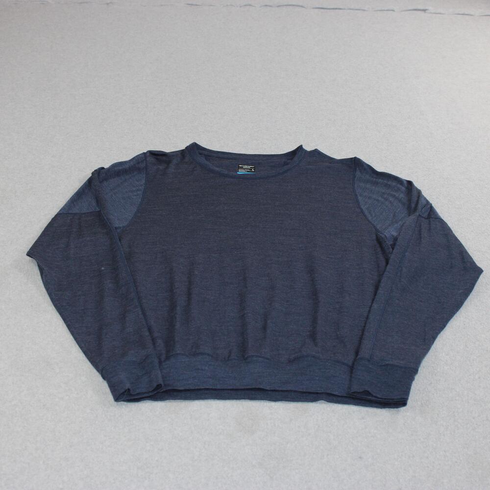 Icebreaker Shirt Women Large Blue Cool-Lite Merino Wool Long Sleeve Base Layer
